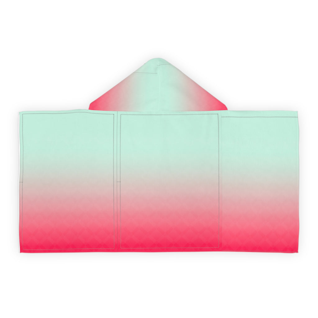 Youth Hooded Towel — Ombre Mint to Coral Beach Wrap for Kids