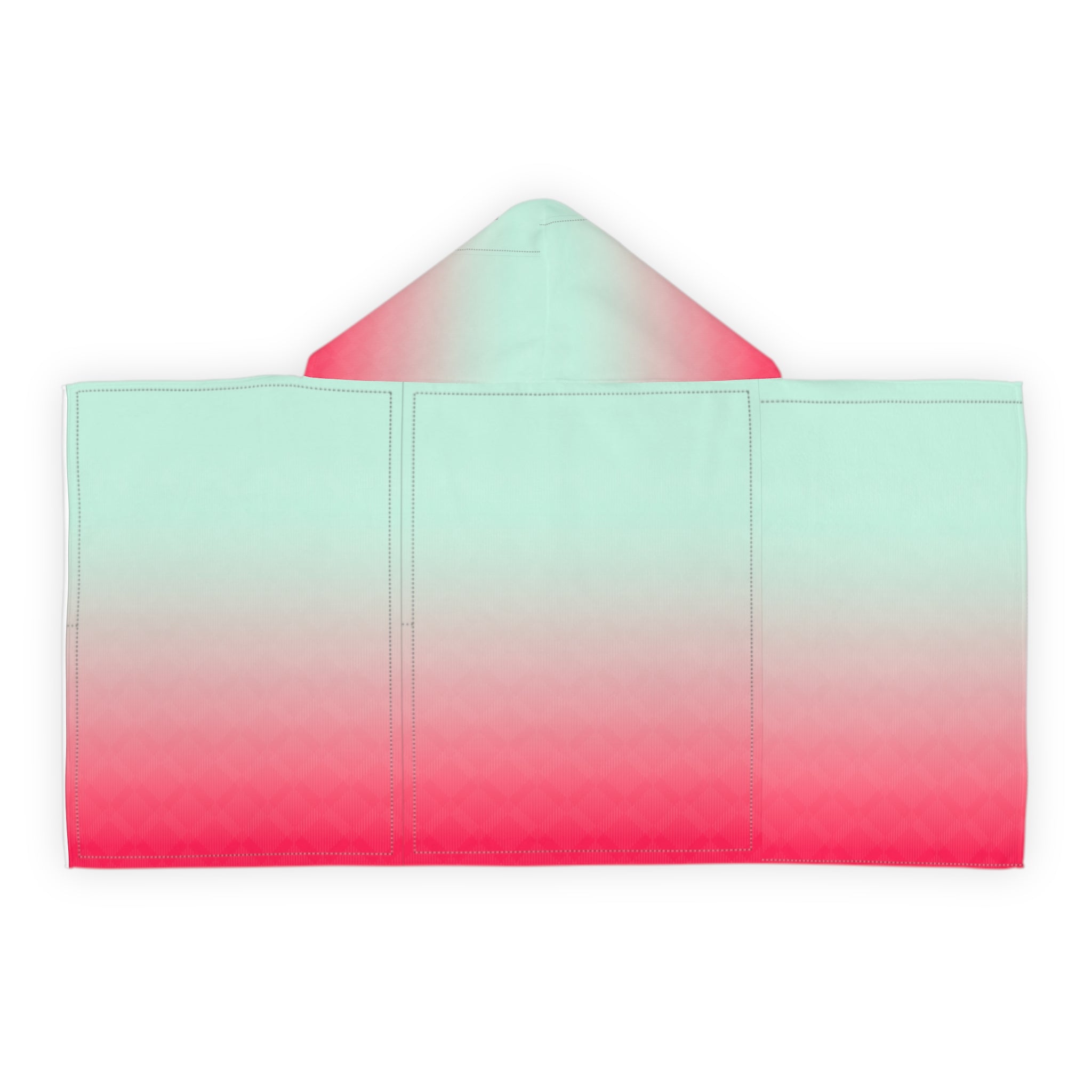 Youth Hooded Towel — Ombre Mint to Coral Beach Wrap for Kids