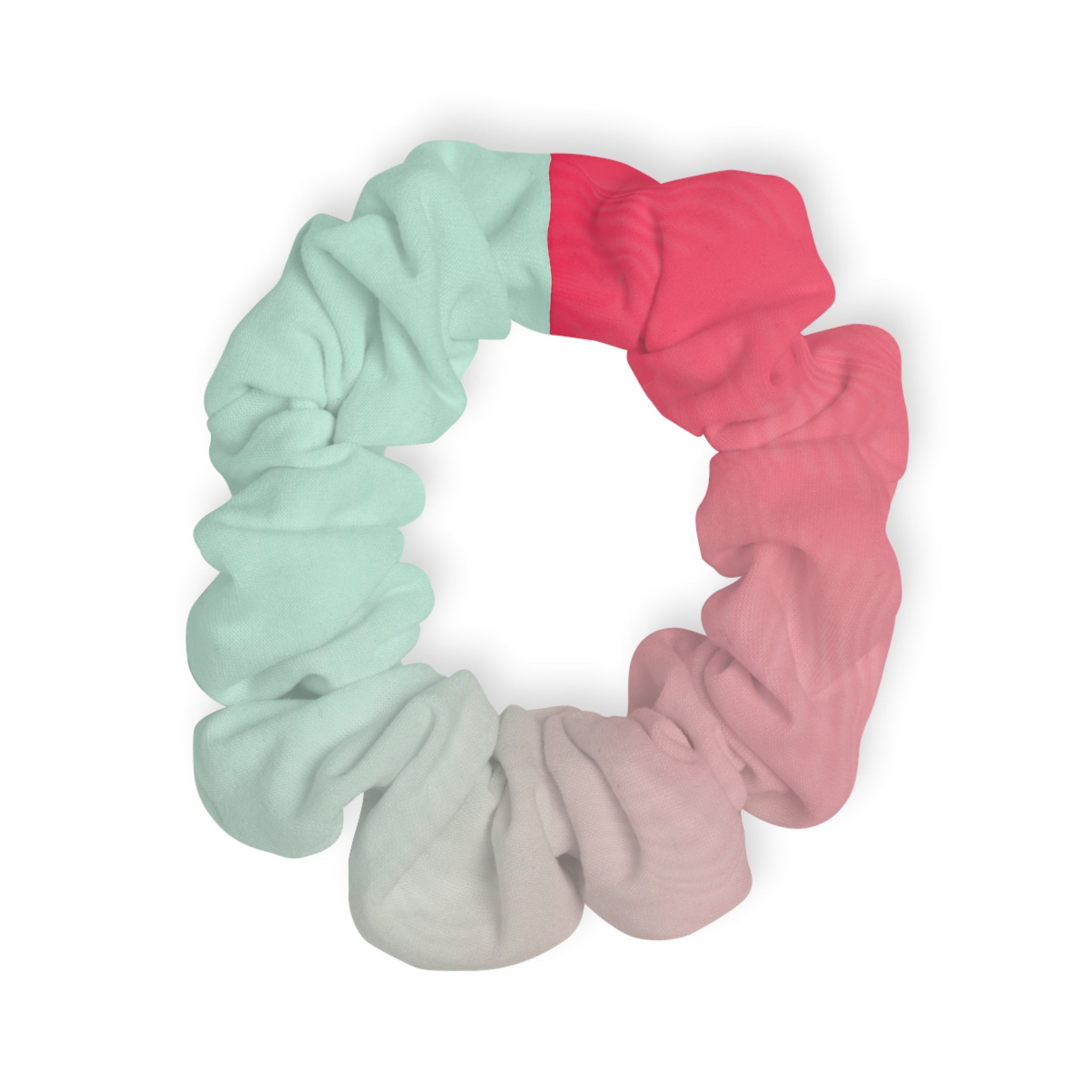 Pastel Ombre Scrunchie — Mint to Coral Colorblock Hair Tie