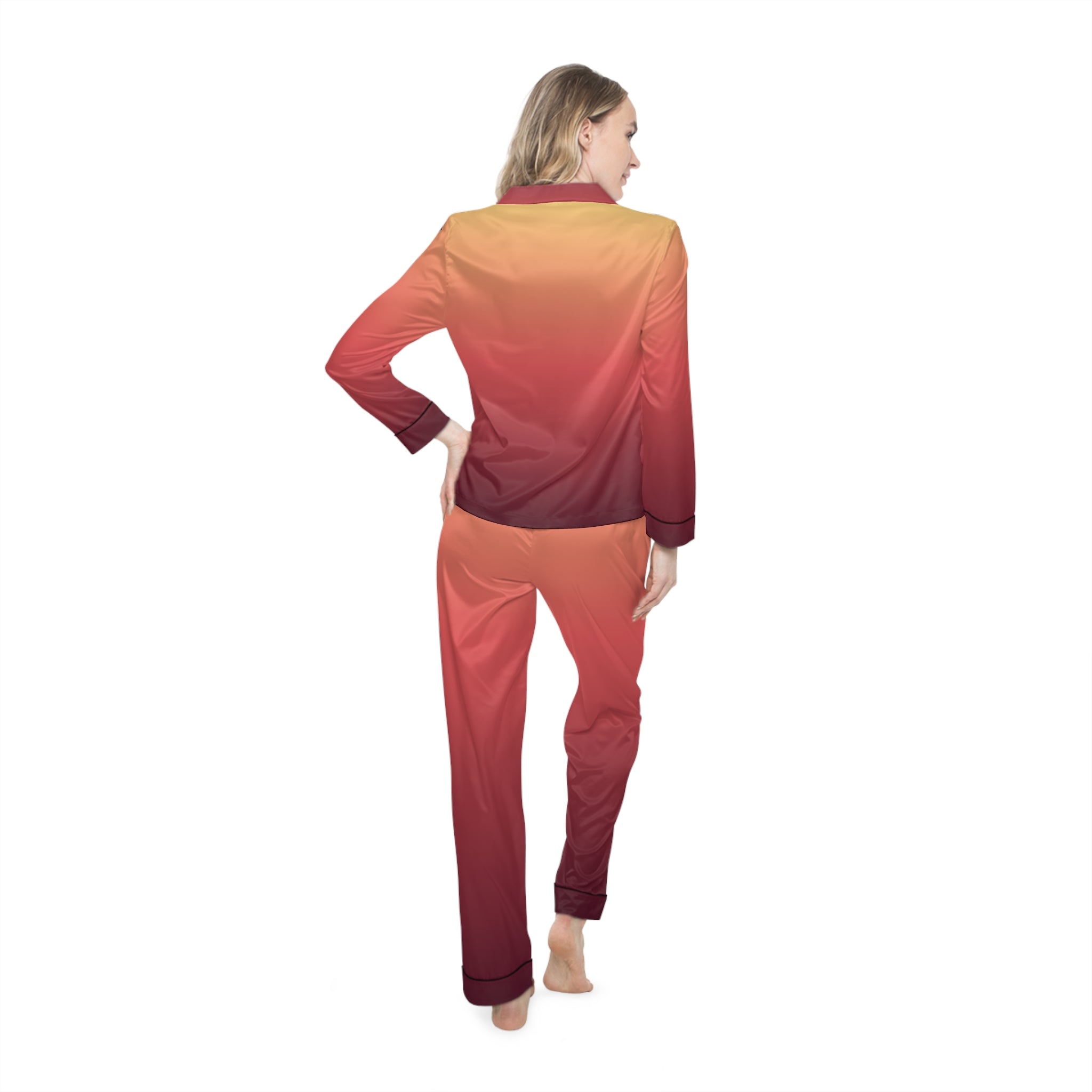 Women's Satin Pajama Set — Sunset Ombre Sleepwear