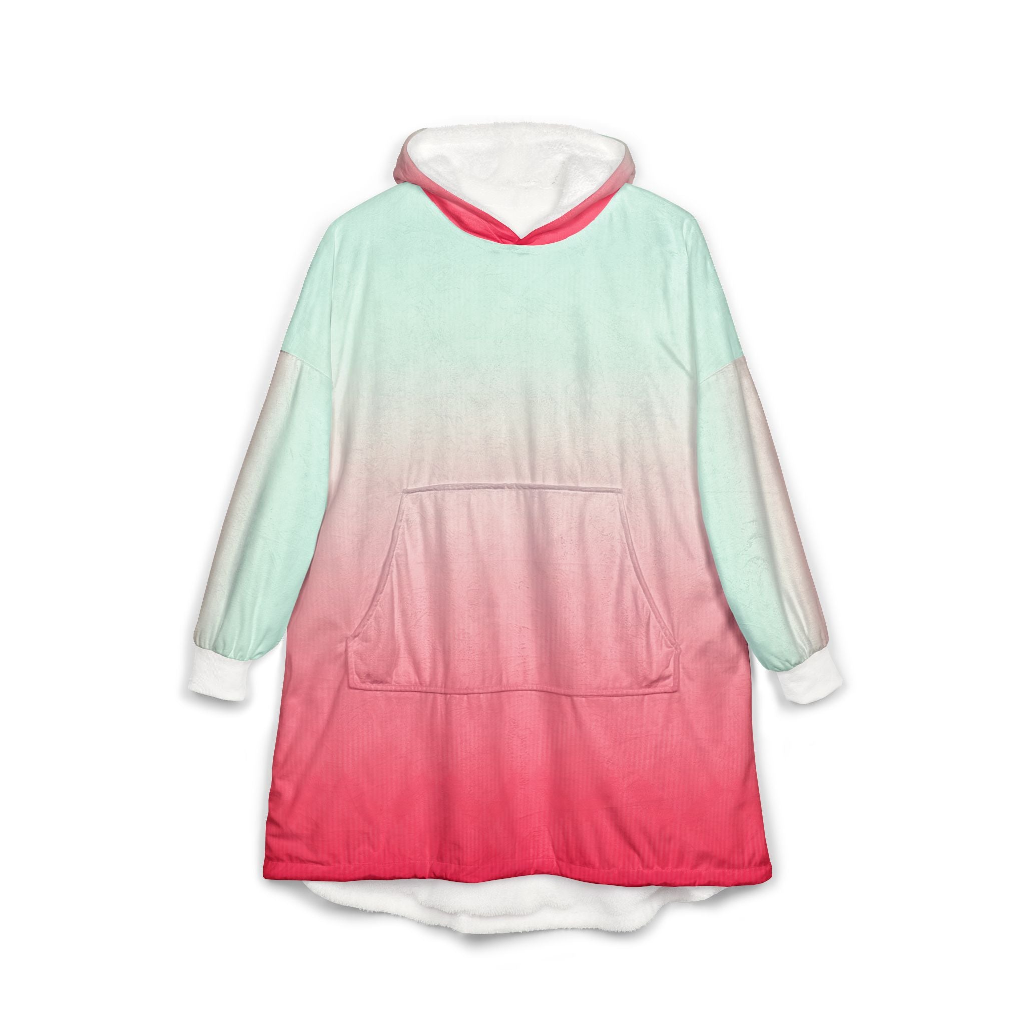 Ombre Hooded Blanket — Cozy Mint to Coral Gradient Wearable Throw