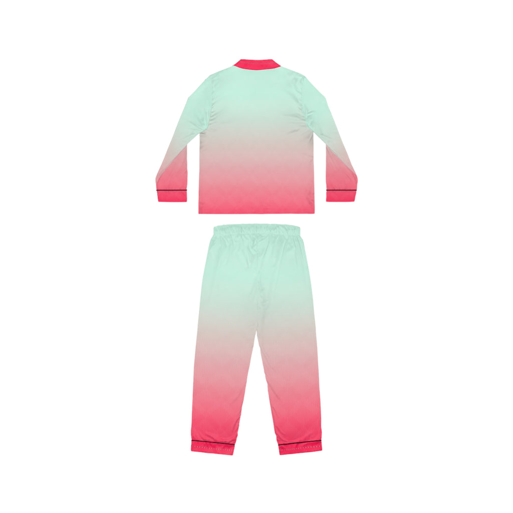 Women's Ombre Satin Pajama Set — Mint to Pink Sleepwear