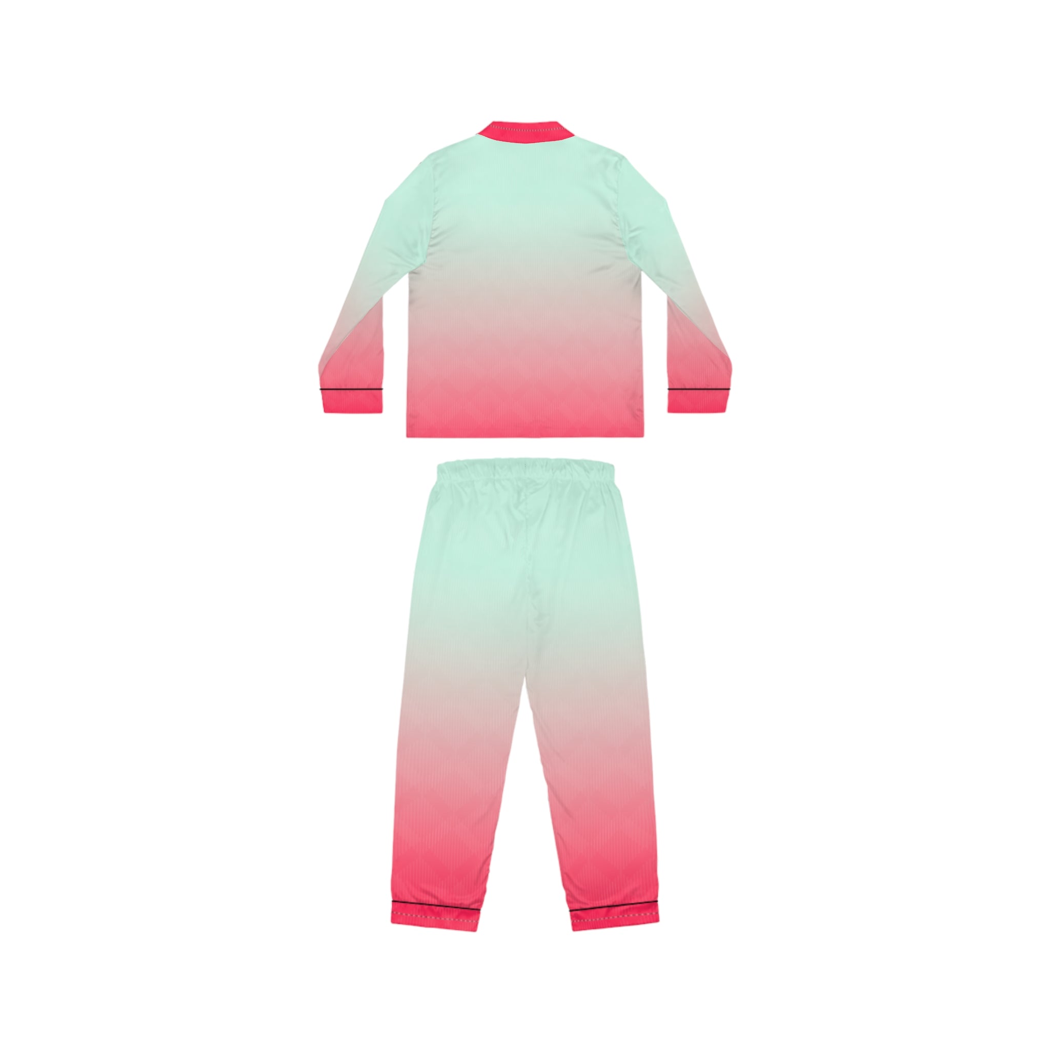 Women's Ombre Satin Pajama Set — Mint to Pink Sleepwear
