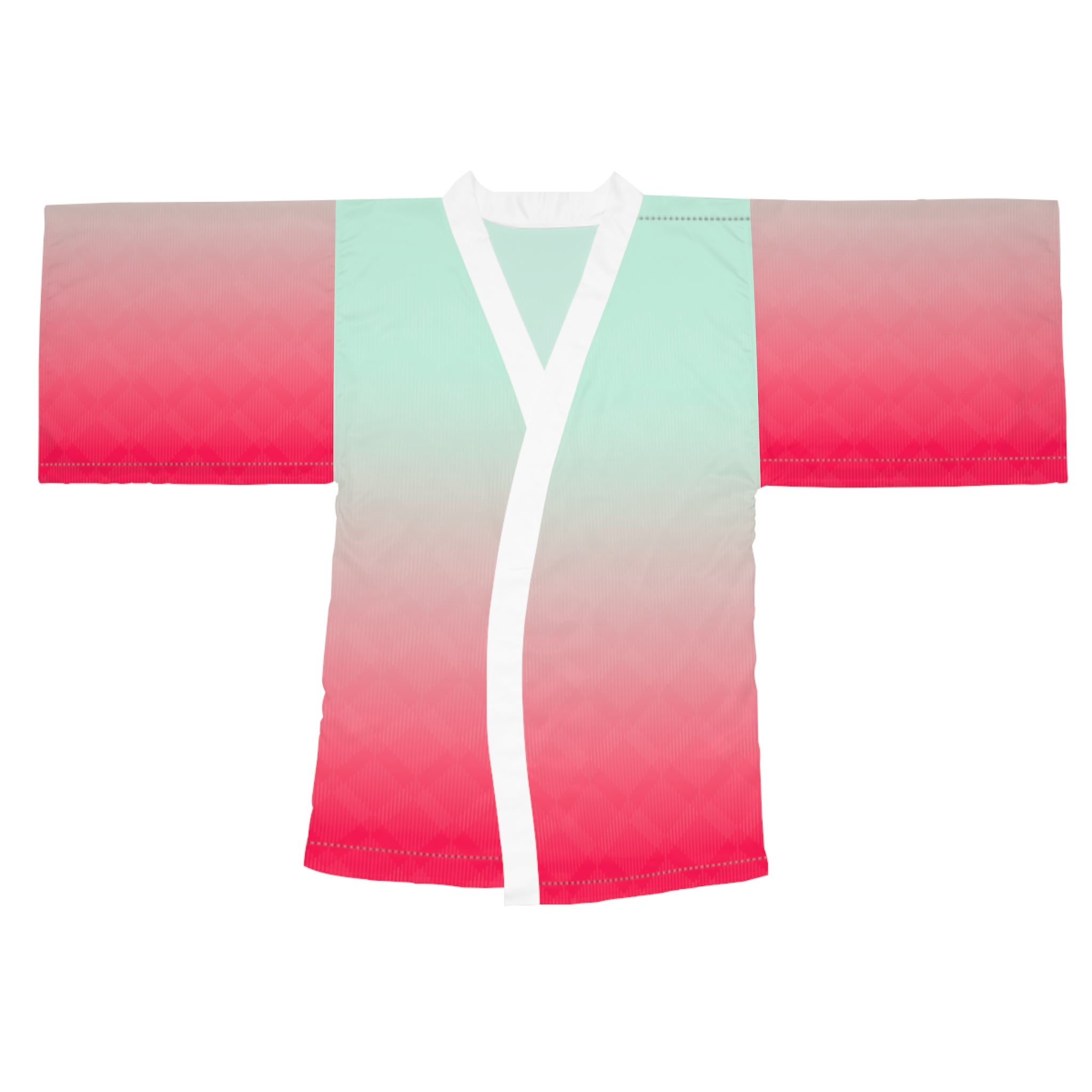 Gradient Kimono Robe — Mint to Coral Ombre Long Sleeve
