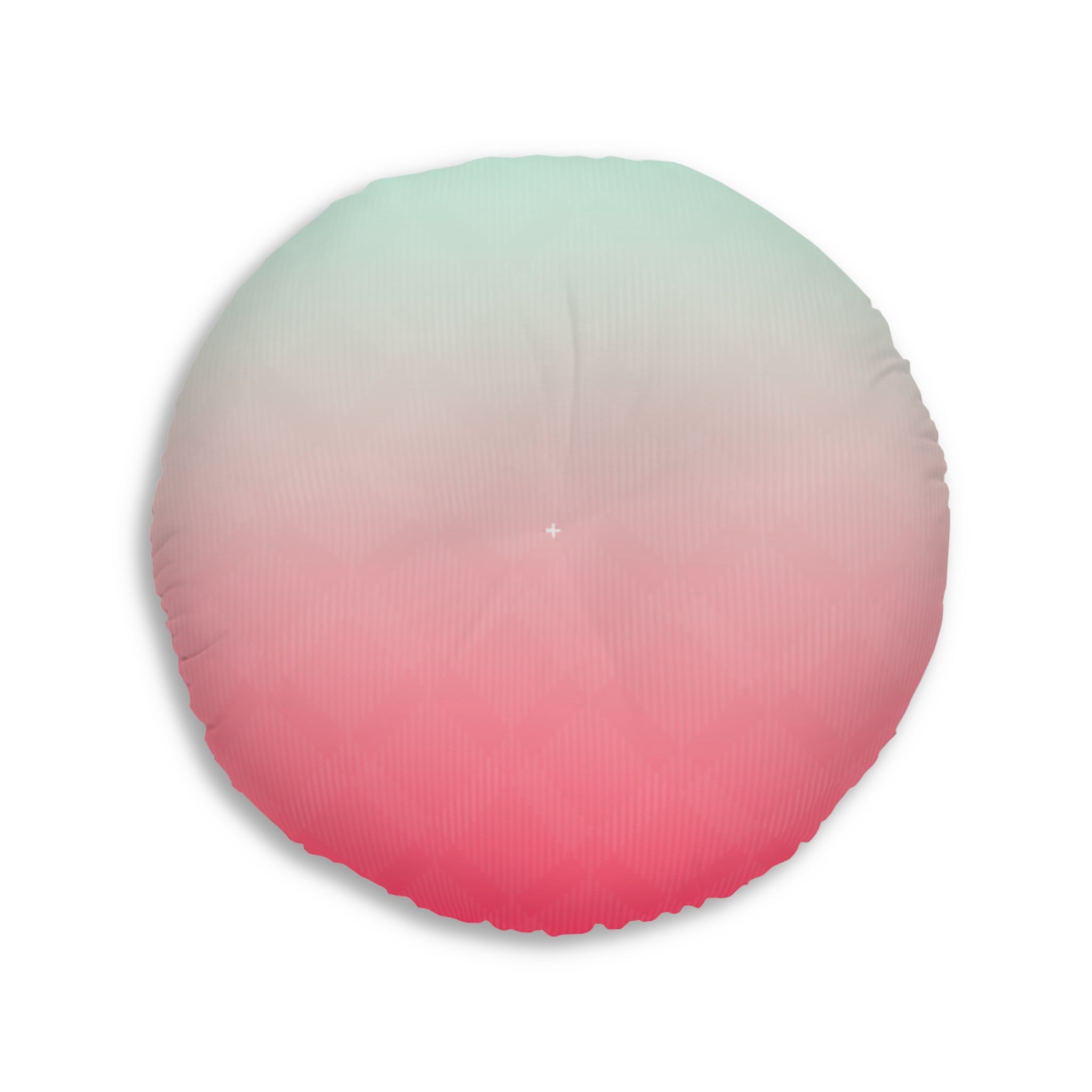 Ombre Tufted Round Floor Pillow — Mint to Coral Accent Cushion