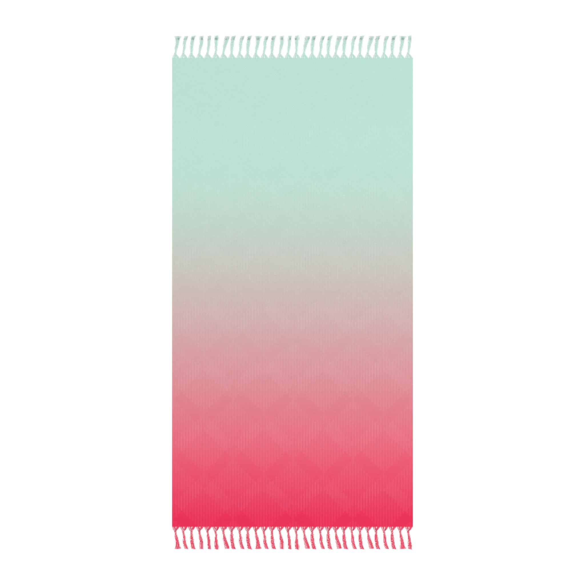 Boho Ombre Beach Towel – Tropical Mint to Coral Fringe Throw