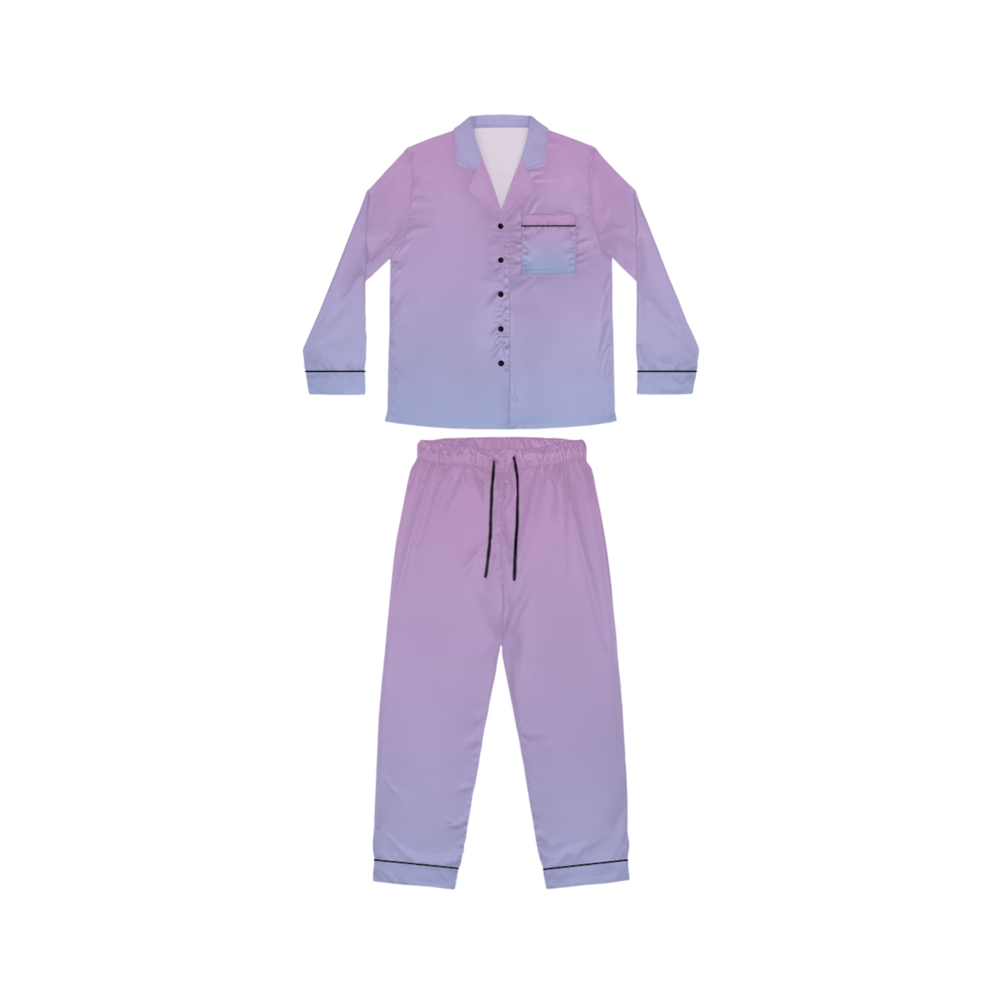 Women's Gradient Satin Pajama Set — Lavender to Blue Sleepwear