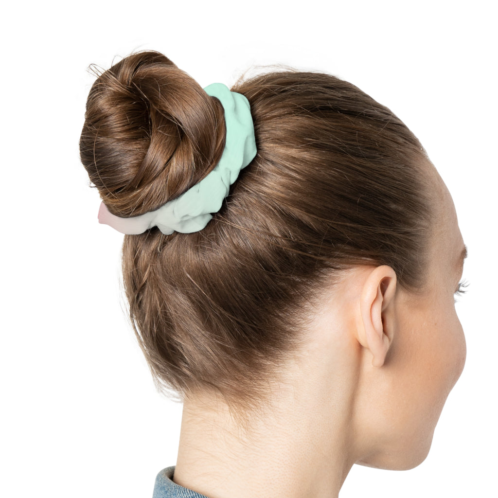 Pastel Ombre Scrunchie — Mint to Coral Colorblock Hair Tie