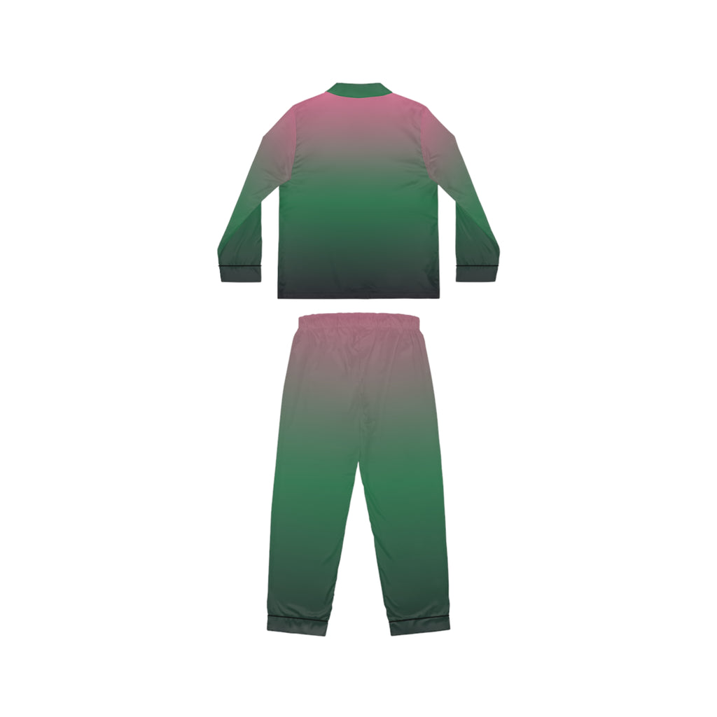 Women's Satin Pajama Set – Pink to Green Ombre Sleepwear