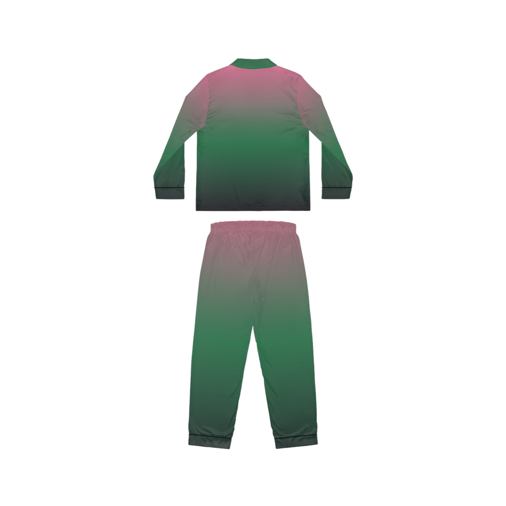 Women's Satin Pajama Set – Pink to Green Ombre Sleepwear