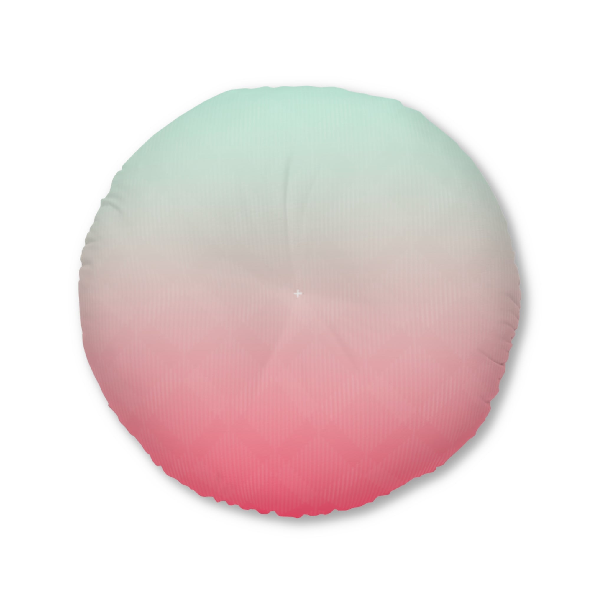 Ombre Tufted Round Floor Pillow — Mint to Coral Accent Cushion