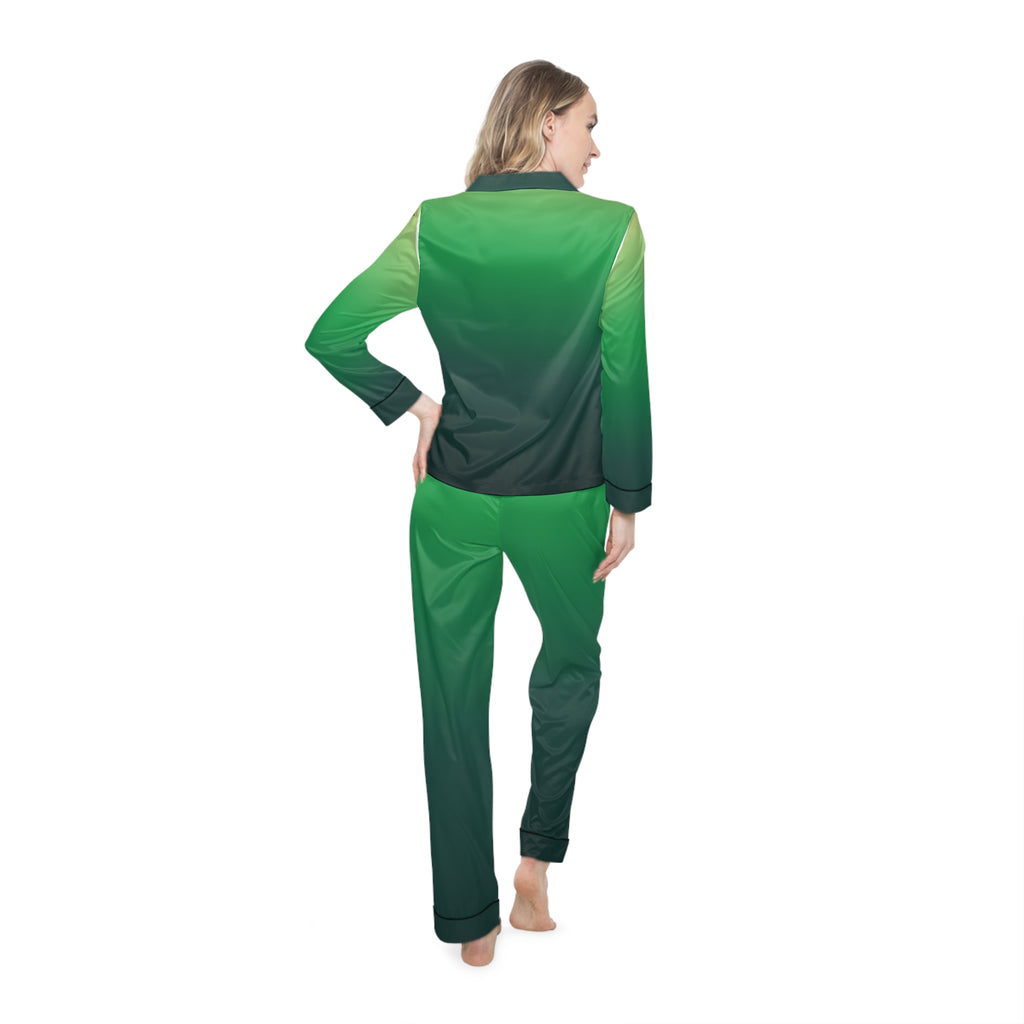 Green Ombre Satin Pajama Set — Women's Sleepwear