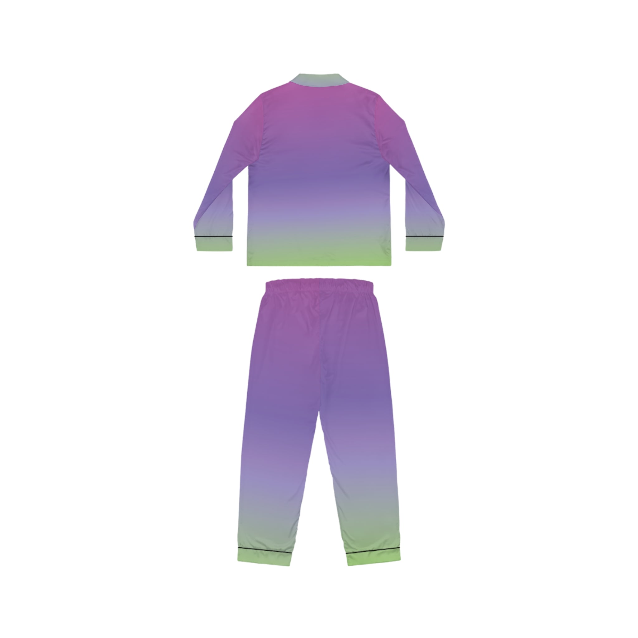 Women's Gradient Satin Pajama Set — Purple to Lime Sleepwear