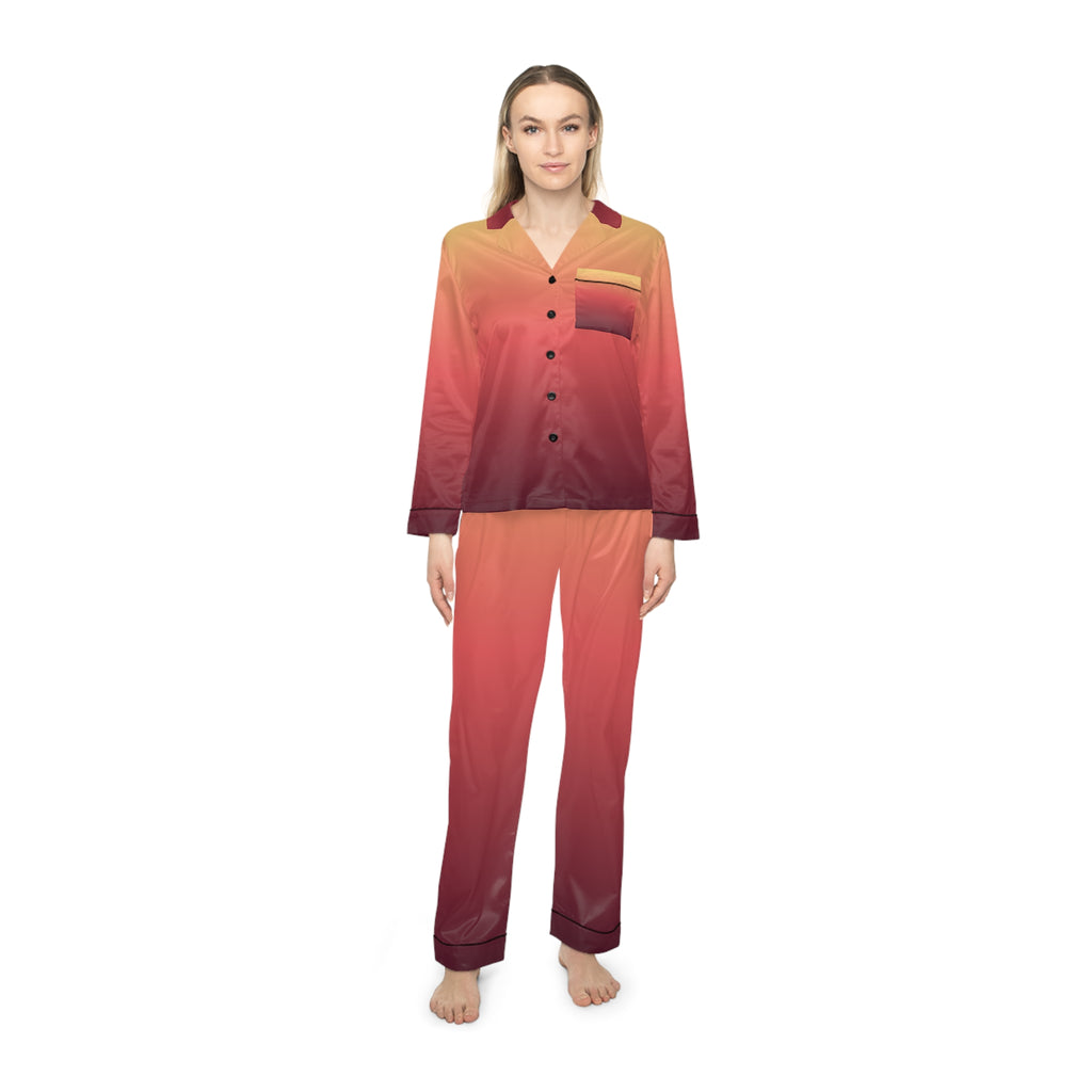 Women's Satin Pajama Set — Sunset Ombre Sleepwear