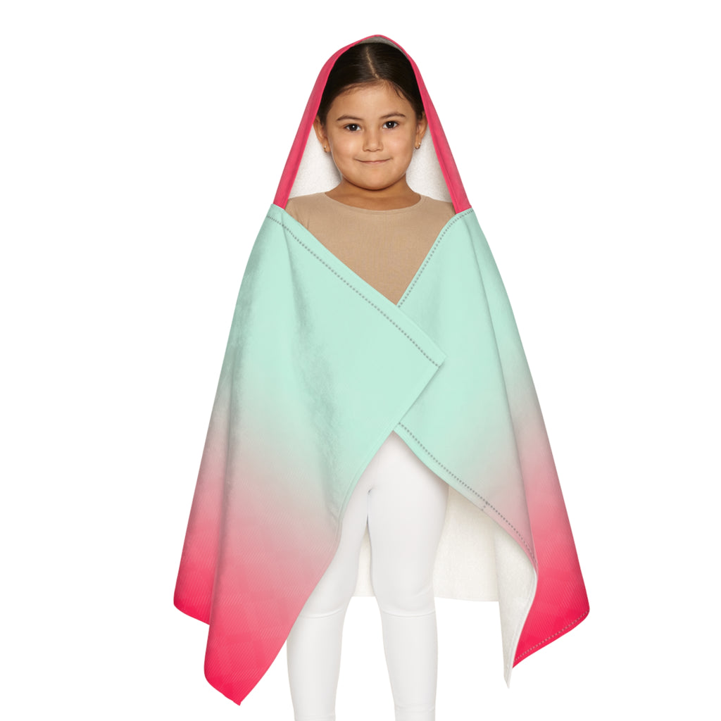 Youth Hooded Towel — Ombre Mint to Coral Beach Wrap for Kids