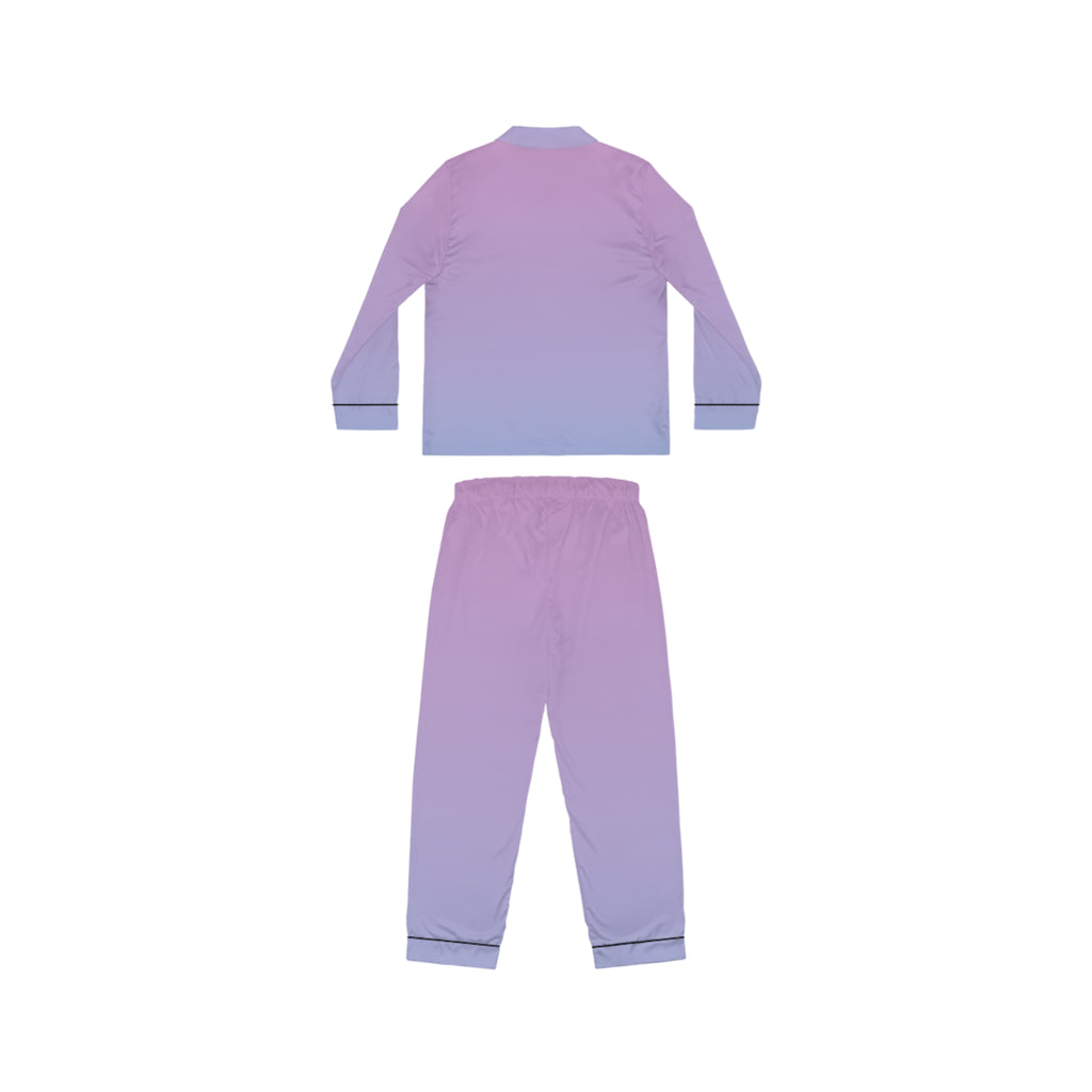 Women's Gradient Satin Pajama Set — Lavender to Blue Sleepwear