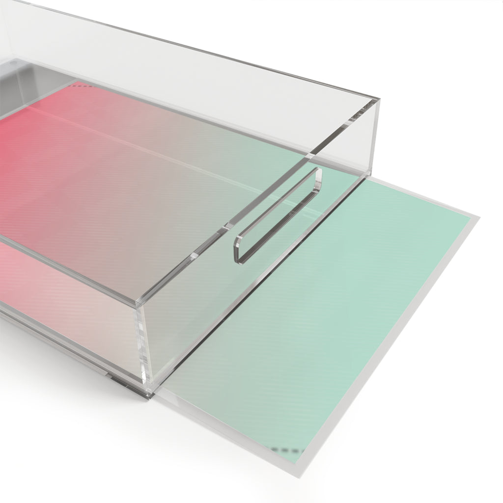 Pastel Ombre Acrylic Serving Tray — Mint to Coral Decorative Drink & Snack Tray