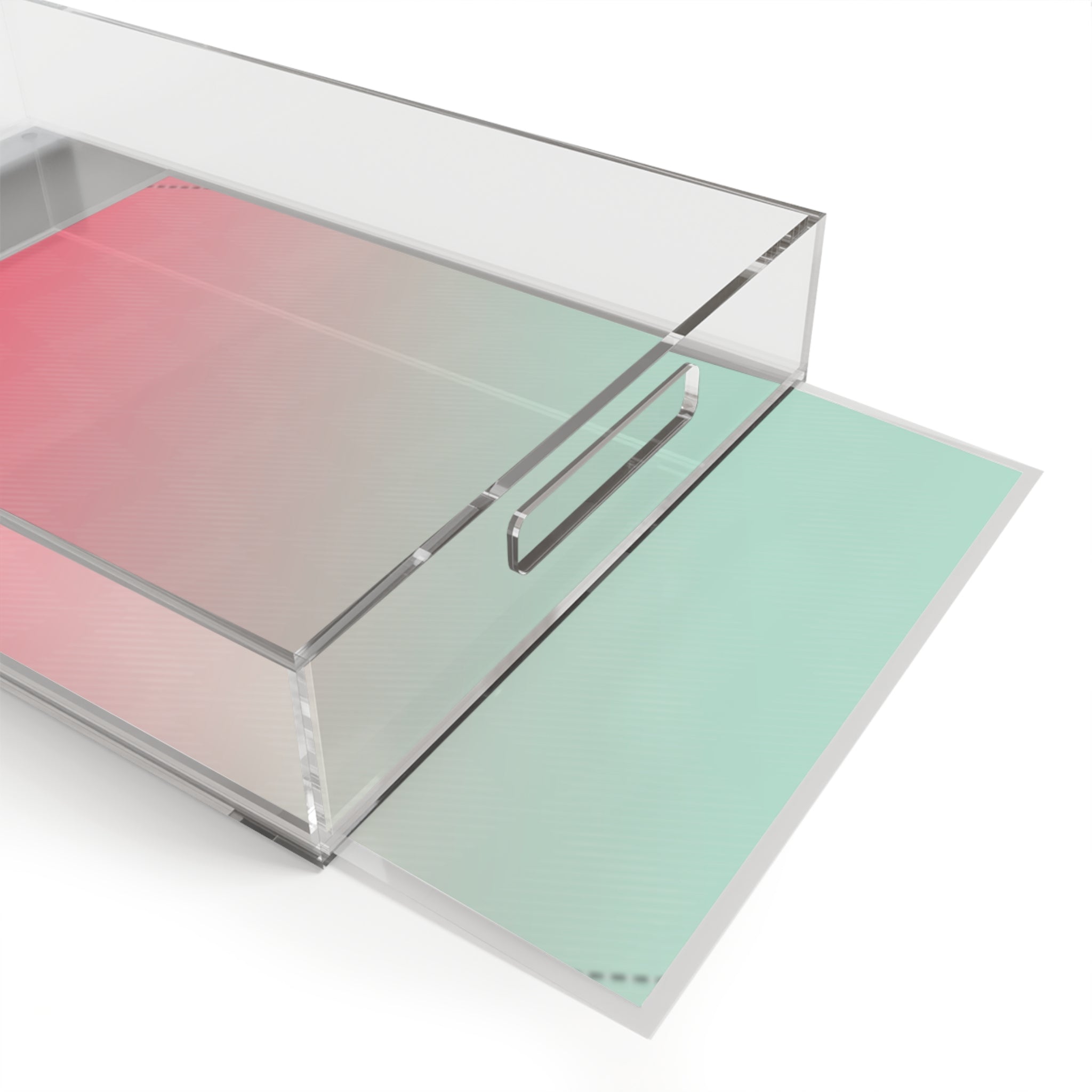 Pastel Ombre Acrylic Serving Tray — Mint to Coral Decorative Drink & Snack Tray