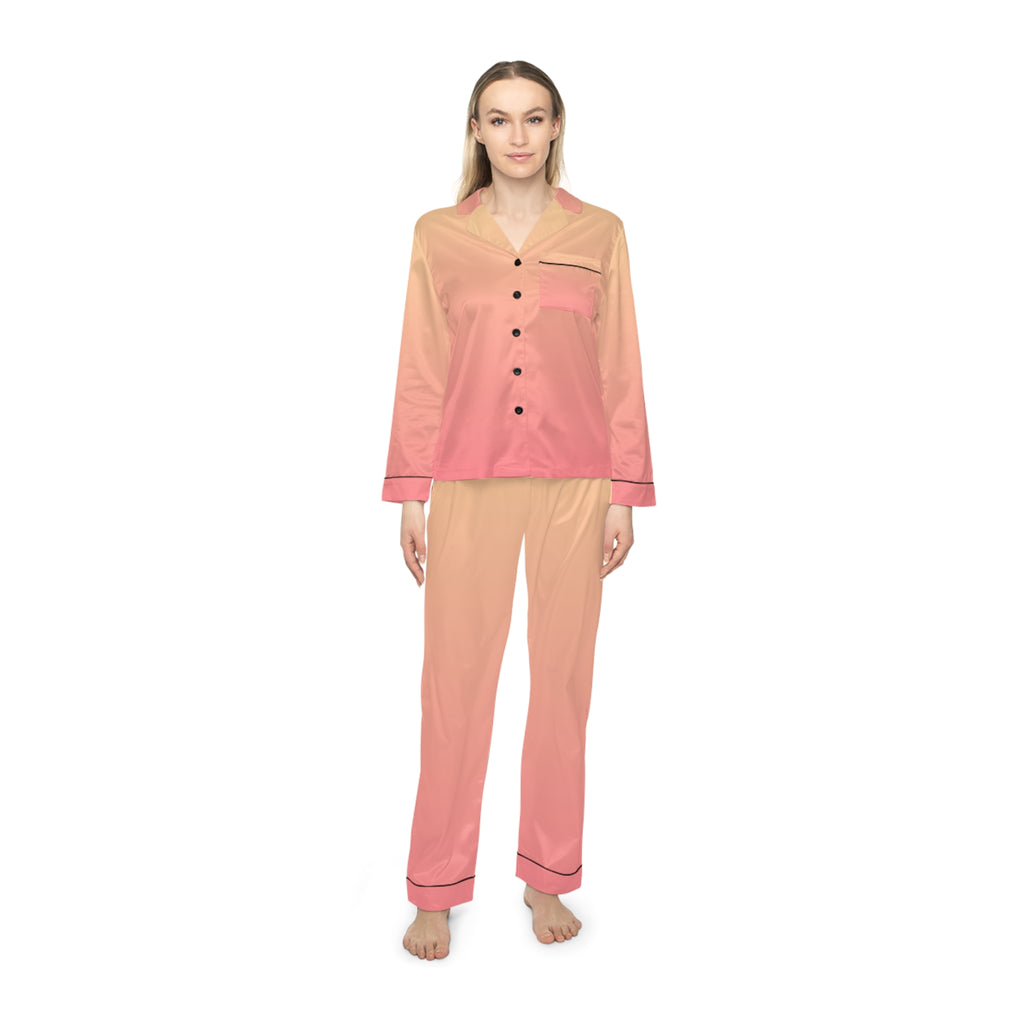 Women's Satin Pajama Set — Peach Ombre Sleepwear