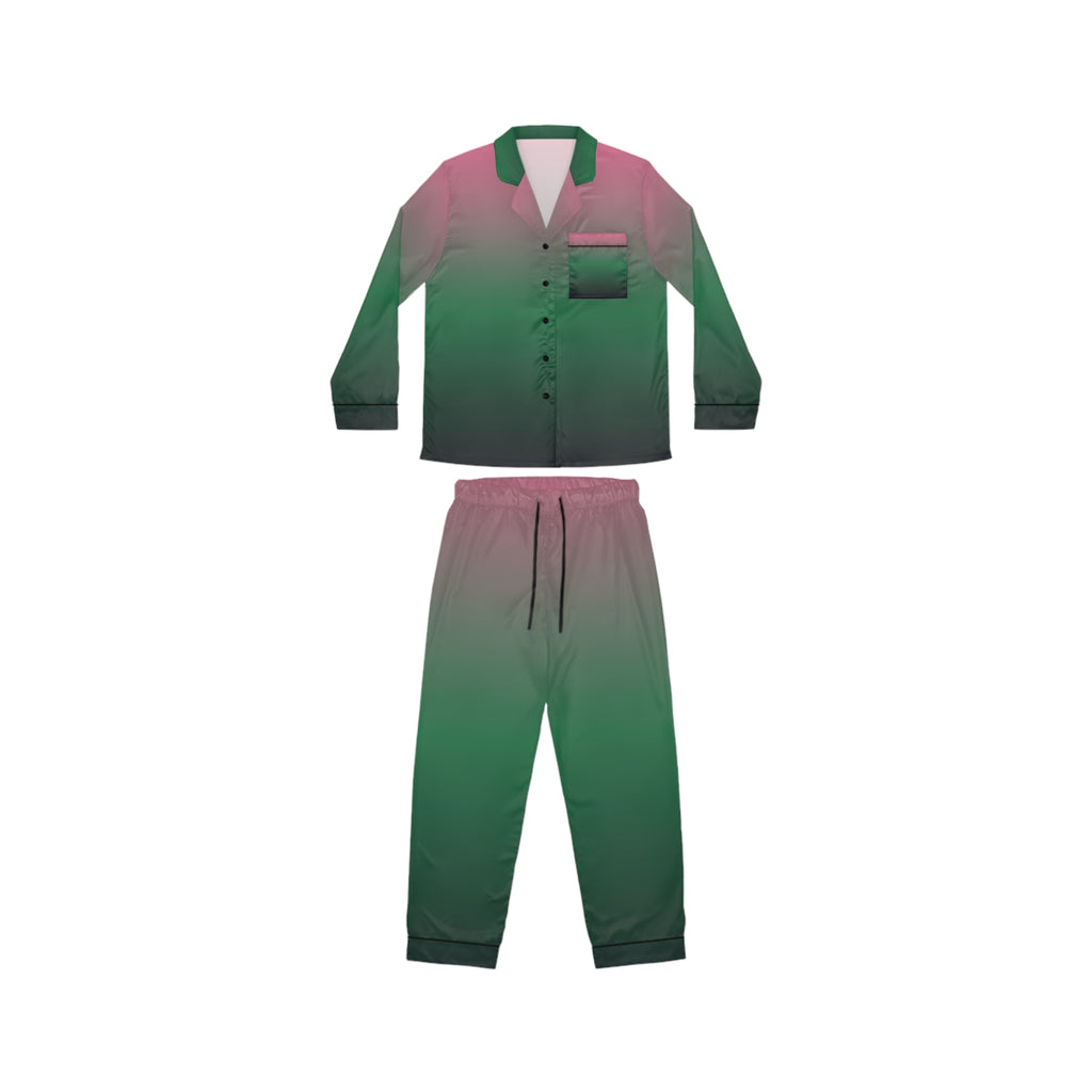 Women's Satin Pajama Set – Pink to Green Ombre Sleepwear