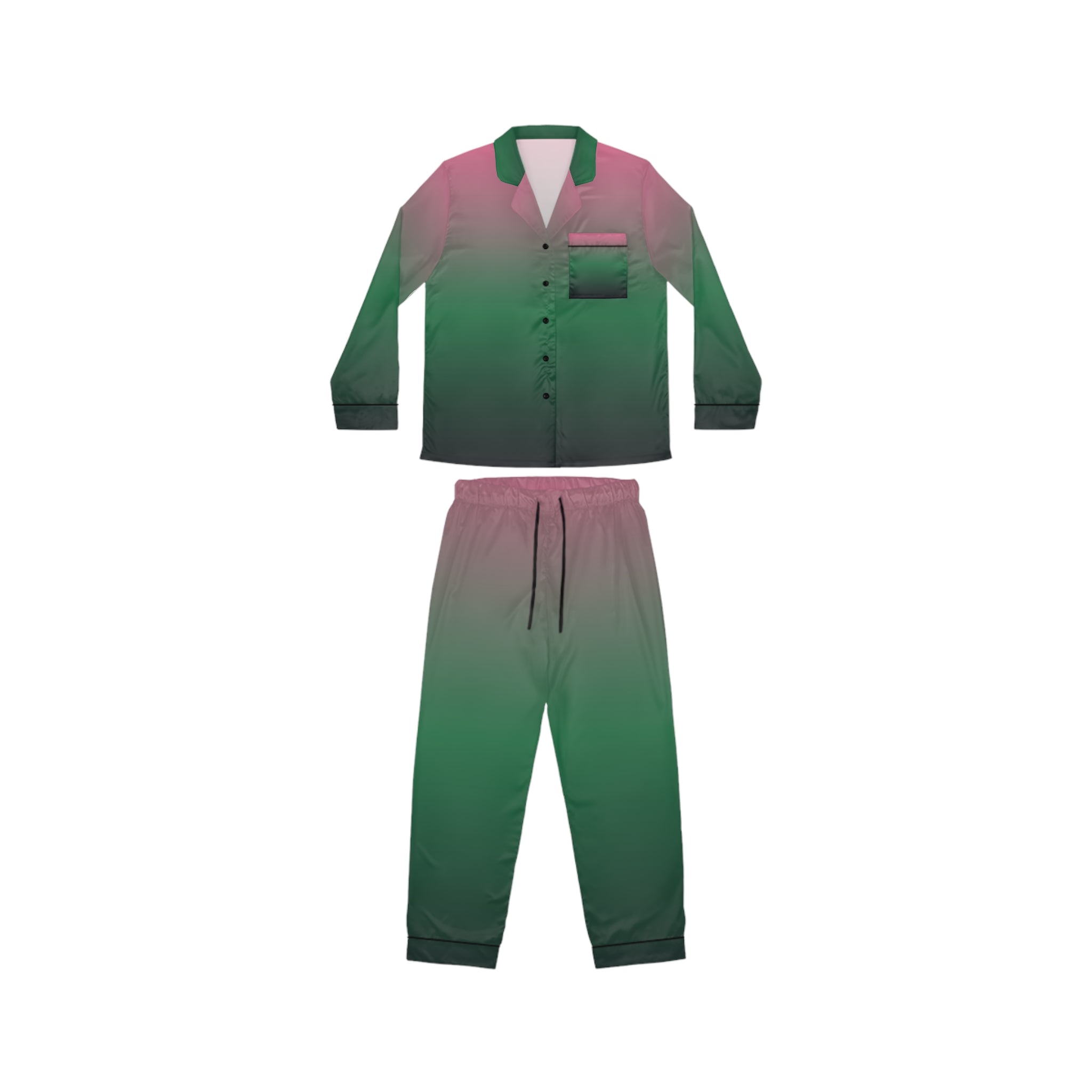 Women's Satin Pajama Set – Pink to Green Ombre Sleepwear