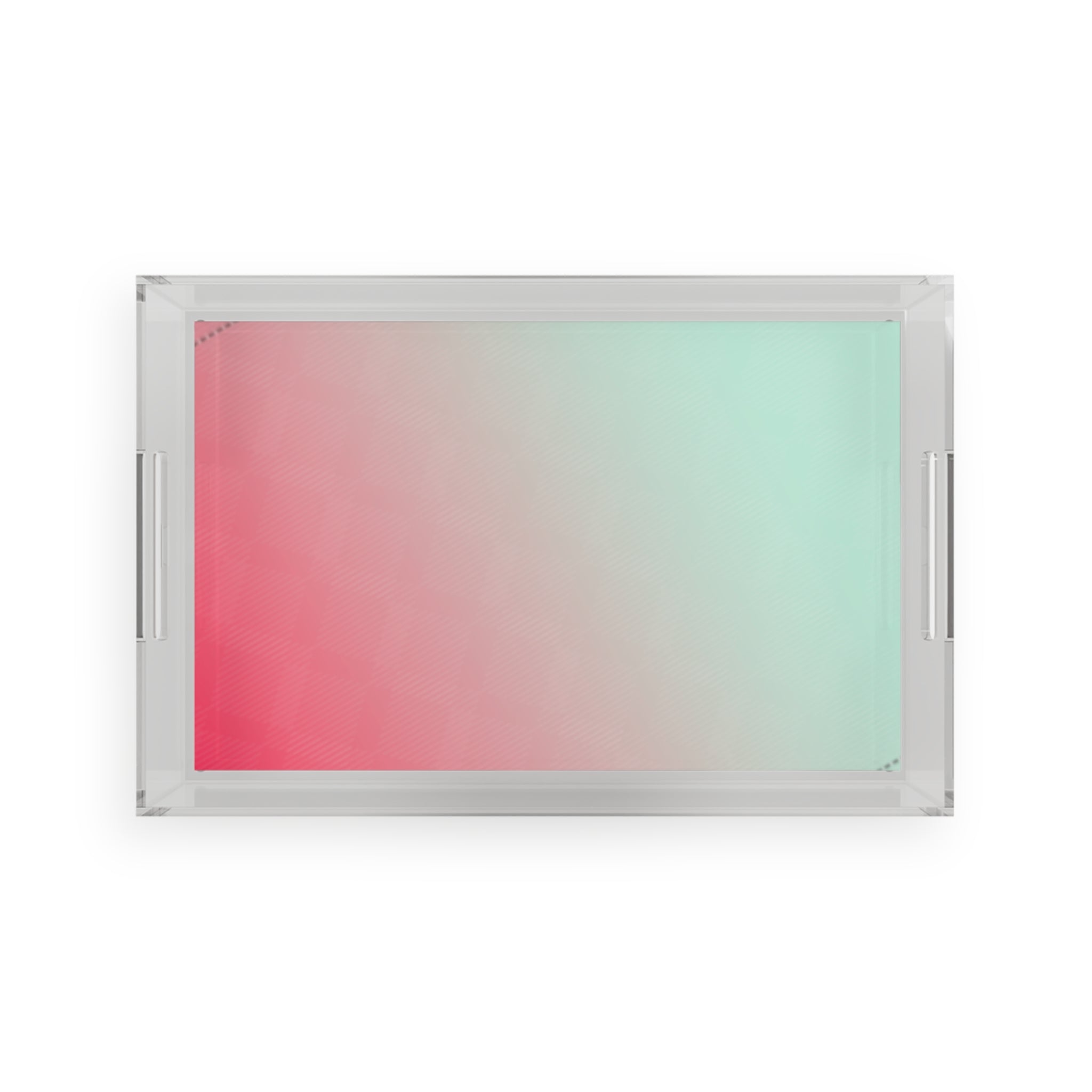 Pastel Ombre Acrylic Serving Tray — Mint to Coral Decorative Drink & Snack Tray