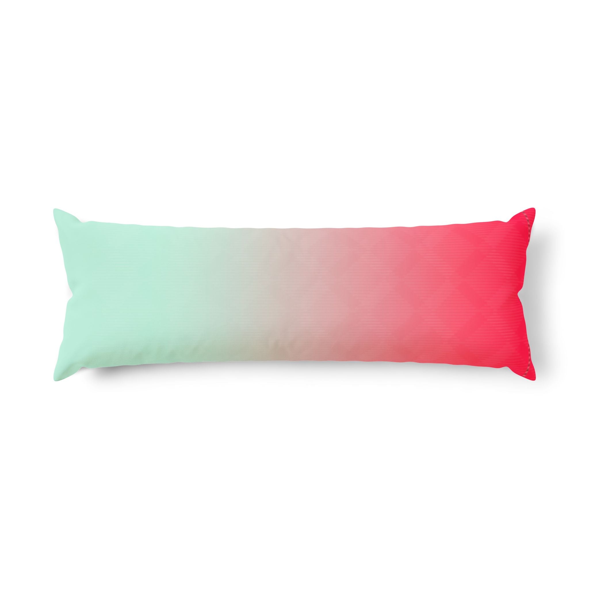 Ombre Mint-to-Coral Body Pillow — Soft Gradient Lumbar Support