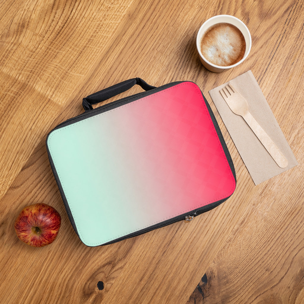 Ombre Coral Mint Lunch Bag — Insulated Gradient Lunchbox for School & Work