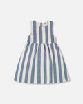 Sleeveless Dress White And Blue Stripes