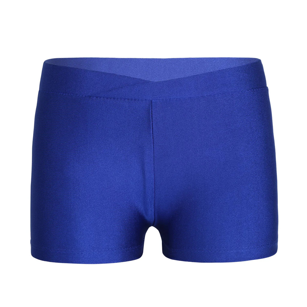 Kids Girl Elastic Waist Sports Shorts Boy-cut Bottom Yoga Leggings for Ballet Dance Gymnastics Cycling Workout Fitness Dancewear