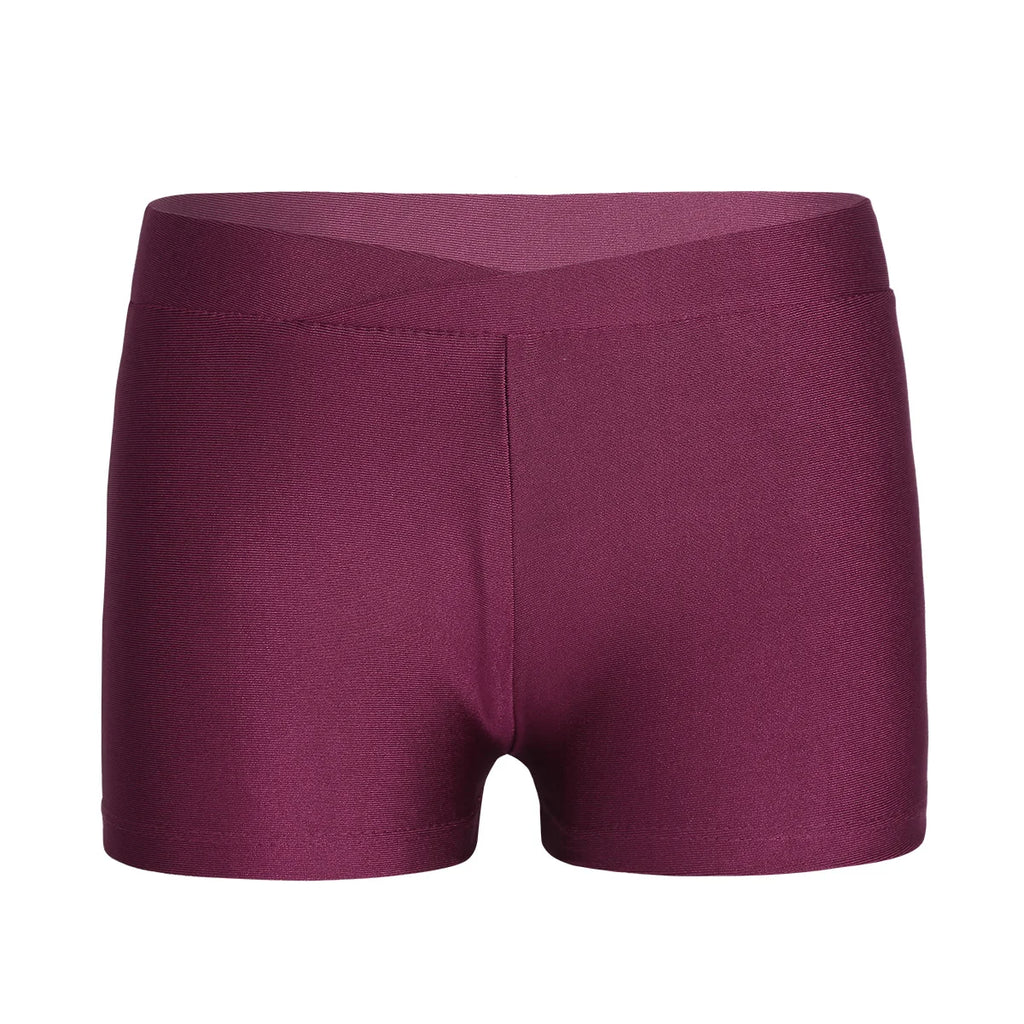 Kids Girl Elastic Waist Sports Shorts Boy-cut Bottom Yoga Leggings for Ballet Dance Gymnastics Cycling Workout Fitness Dancewear
