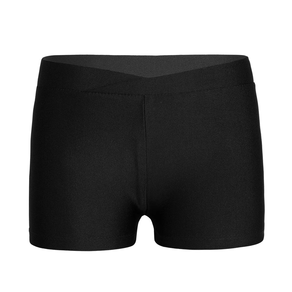 Kids Girl Elastic Waist Sports Shorts Boy-cut Bottom Yoga Leggings for Ballet Dance Gymnastics Cycling Workout Fitness Dancewear