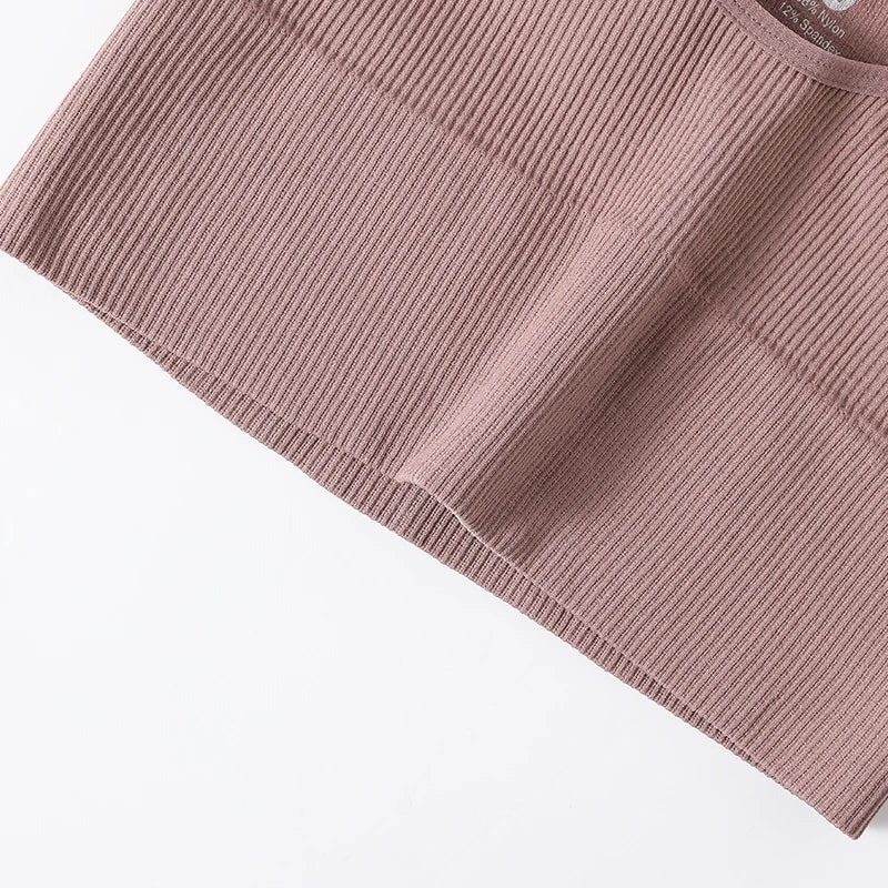 Women Tank Top Ribbed Crop Tops Female Seamless Underwear Wireless Bras Sexy Lingerie Girls Fitness Camis O-neck Sports Camisole