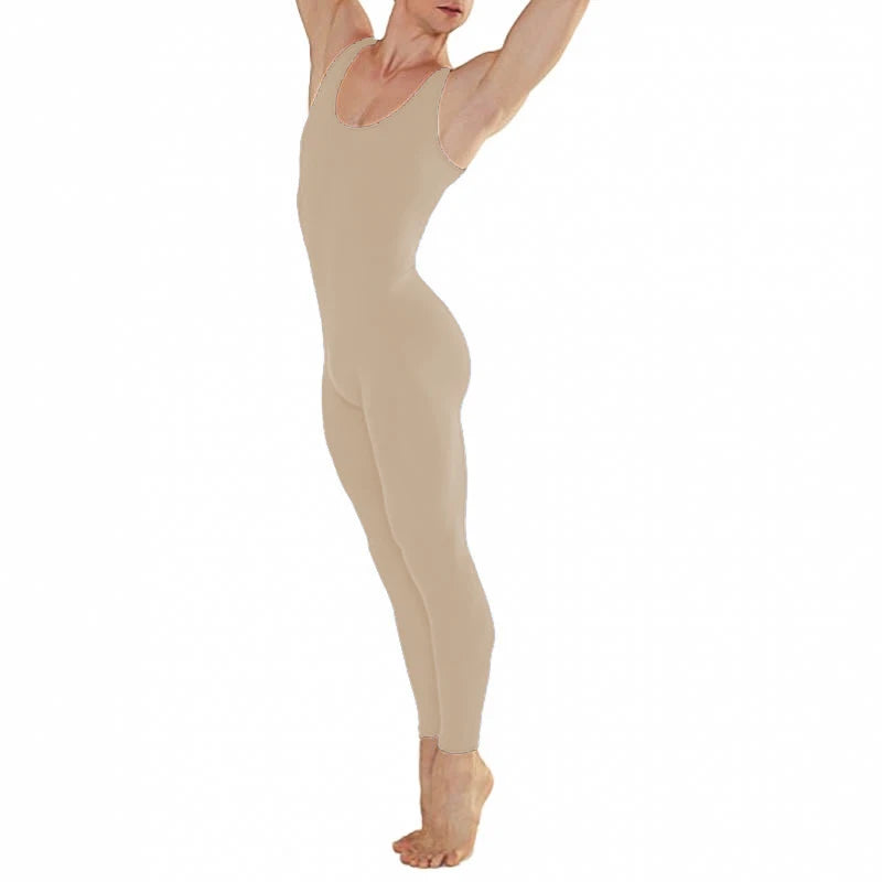 Speerise Man Scoop Neck Tank Top Spandex Gymnastics Unitard Nylon Adult Nylon Ballet Dance Full Body Bodysuit Yoga Sleeveless