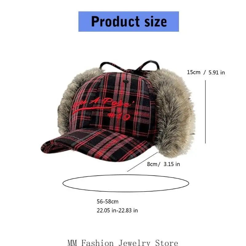 Earflap Baseball Hat for Girls Women Embroidery Furry Casual Hat for Sports Gym Mountain Camping Hat Outdoor Activity