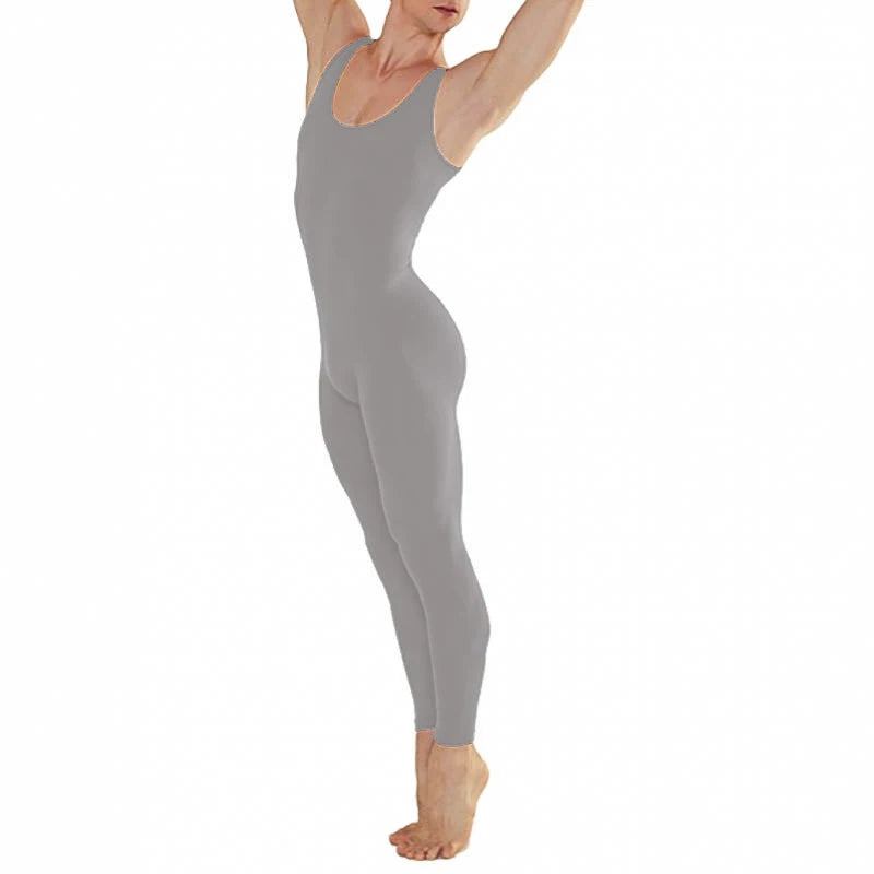 Speerise Man Scoop Neck Tank Top Spandex Gymnastics Unitard Nylon Adult Nylon Ballet Dance Full Body Bodysuit Yoga Sleeveless