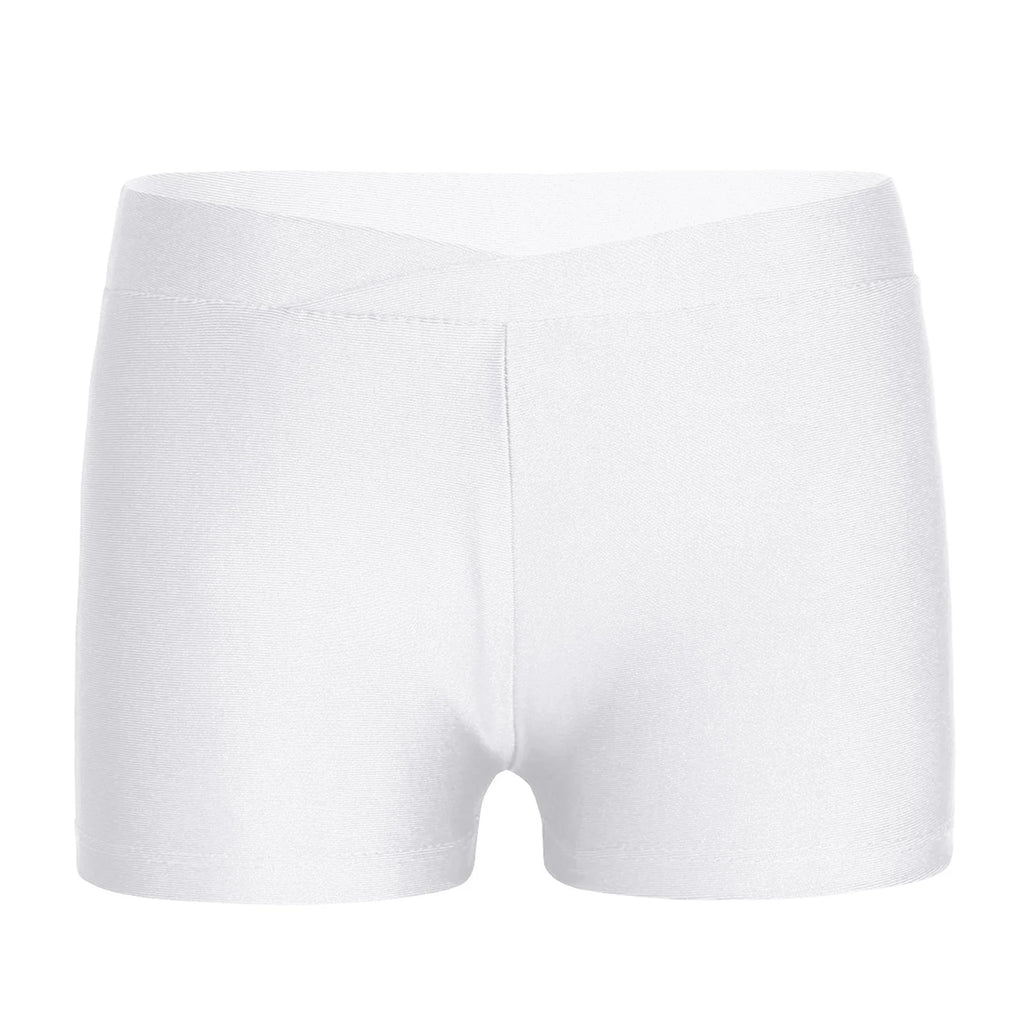 Kids Girl Elastic Waist Sports Shorts Boy-cut Bottom Yoga Leggings for Ballet Dance Gymnastics Cycling Workout Fitness Dancewear