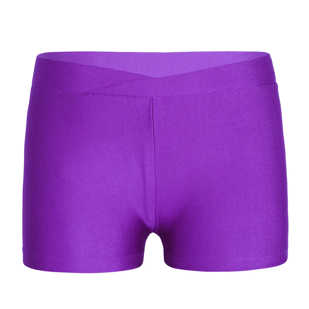 Kids Girl Elastic Waist Sports Shorts Boy-cut Bottom Yoga Leggings for Ballet Dance Gymnastics Cycling Workout Fitness Dancewear