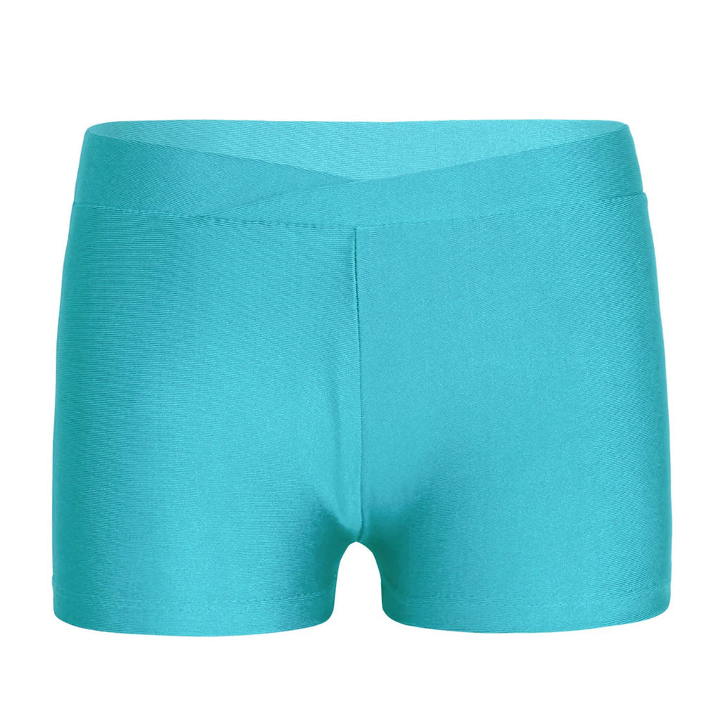 Kids Girl Elastic Waist Sports Shorts Boy-cut Bottom Yoga Leggings for Ballet Dance Gymnastics Cycling Workout Fitness Dancewear