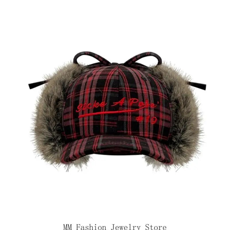 Earflap Baseball Hat for Girls Women Embroidery Furry Casual Hat for Sports Gym Mountain Camping Hat Outdoor Activity